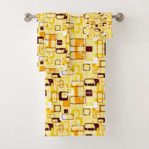Modern Yellow & black abstract style Bath Towel Set
