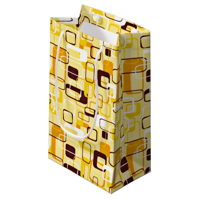 Modern Yellow & black abstract style Small Gift Bag (Front Angled)