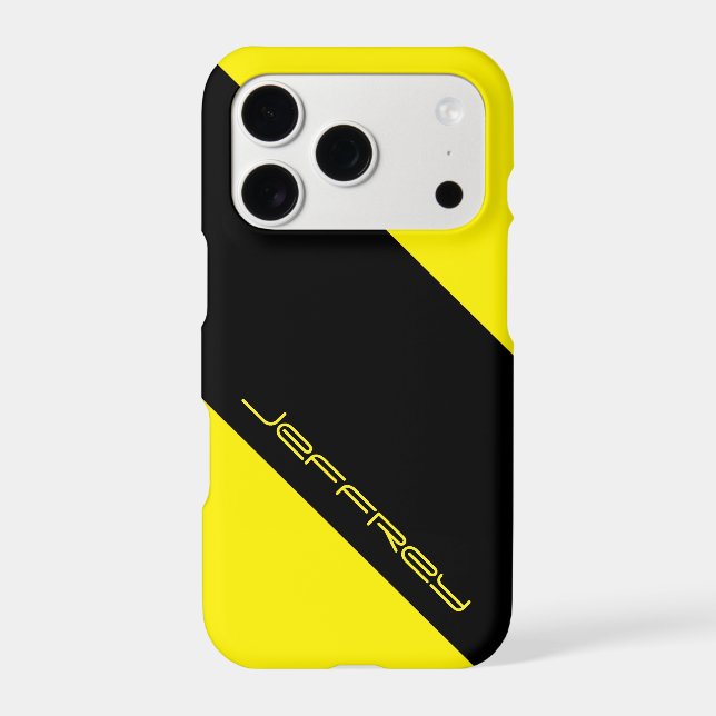 Modern Yellow & Black Classy, Personalised Name (Back)