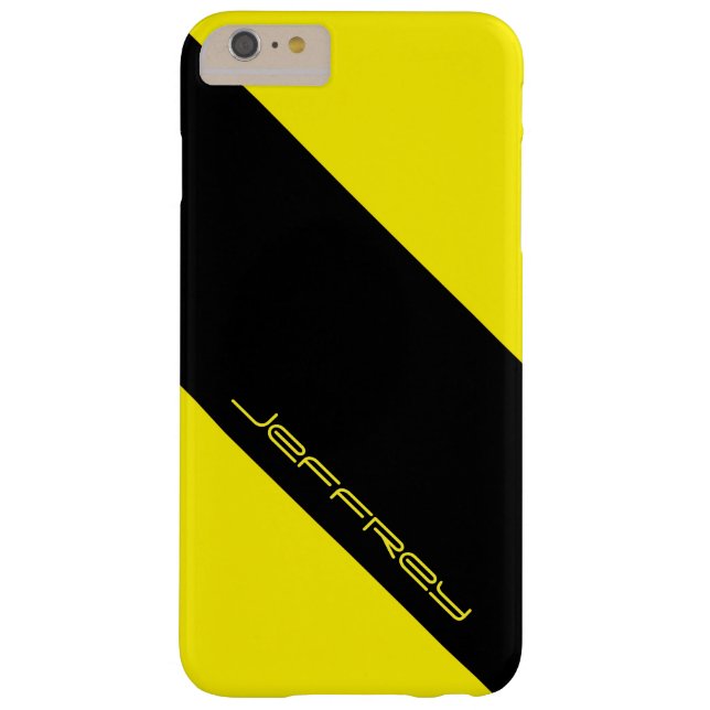 Modern Yellow & Black Classy, Personalised Name Case-Mate iPhone Case (Back)