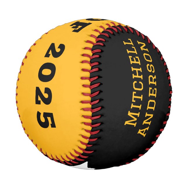 Modern Yellow Black Custom Graduation Baseball (Angled)