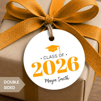 Modern Yellow Black Graduation Favour Tags