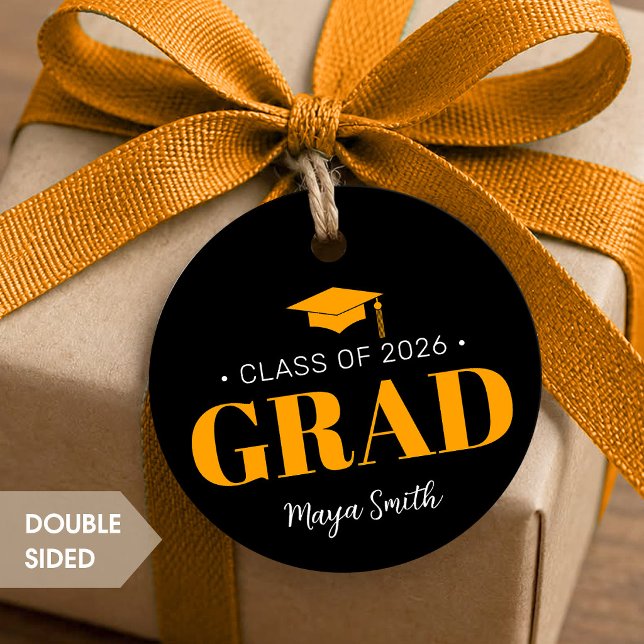 Modern Yellow Black Graduation Favour Tags (Creator Uploaded)