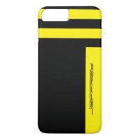 Modern Yellow & Black Two Way Stripe, Custom Name