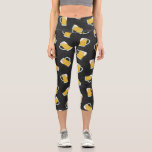 Modern Yellow Black Watercolor Beer Steins Pattern Capri Leggings<br><div class="desc">This artsy and modern pattern is perfect for the beer lover. It features a hand-painted yellow and white foaming beer stein pattern on top of a black abstract pattern. It's cool, unique, manly, and fun! ***IMPORTANT DESIGN NOTE: For any custom design request such as matching product requests, colour changes, placement...</div>