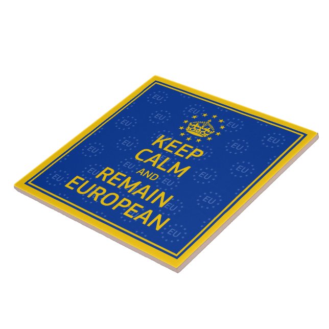 Modern Yellow Blue Keep Calm Crown Europe Art Ceramic Tile (Side)