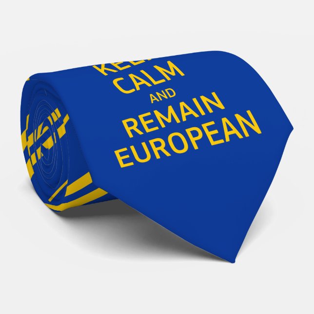 Modern Yellow Blue Keep Calm Crown Europe Vector Tie (Rolled)