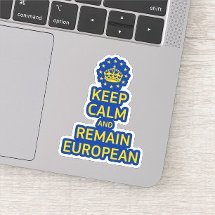 Modern Yellow Blue Keep Calm Crown European Pun