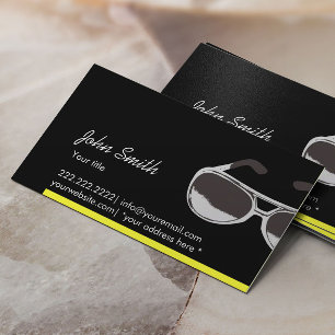 Modern Yellow Border Sunglasses Dark Business Card