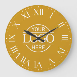 Modern Yellow Branded Company Business Logo Custom Large Clock
