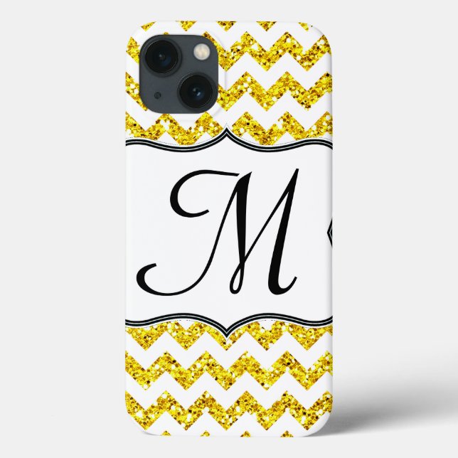 Modern Yellow Chevron Girly Monogram IPAD Case (Back)