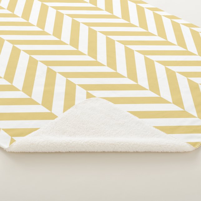 Modern Yellow Chevron Herringbone Pattern Sherpa Blanket (3/4)