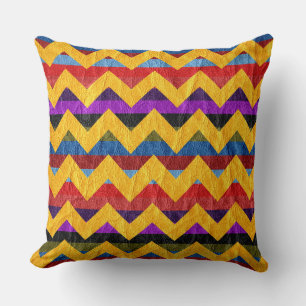Modern Yellow Chevron Leather Cushion