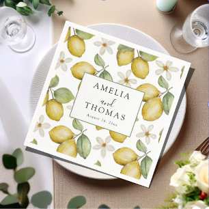 Modern Yellow Citrus Wedding Napkin