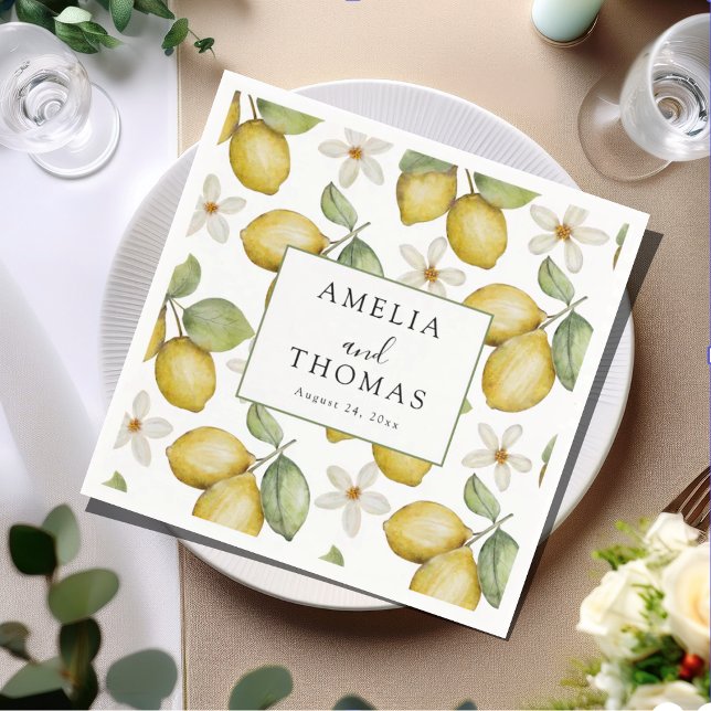 Modern Yellow Citrus Wedding Napkin (Creator Uploaded)