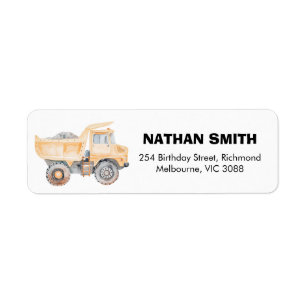 Modern Yellow Construction Birthday Return Address Return Address Label