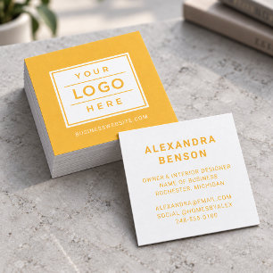 Modern Yellow Custom Business Logo Square Business Card