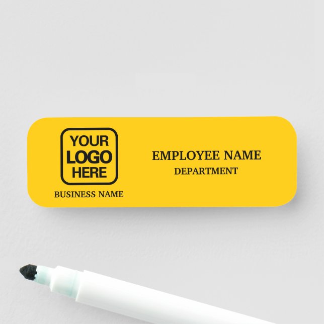 Modern Yellow Custom Business Name Tag (In Situ)