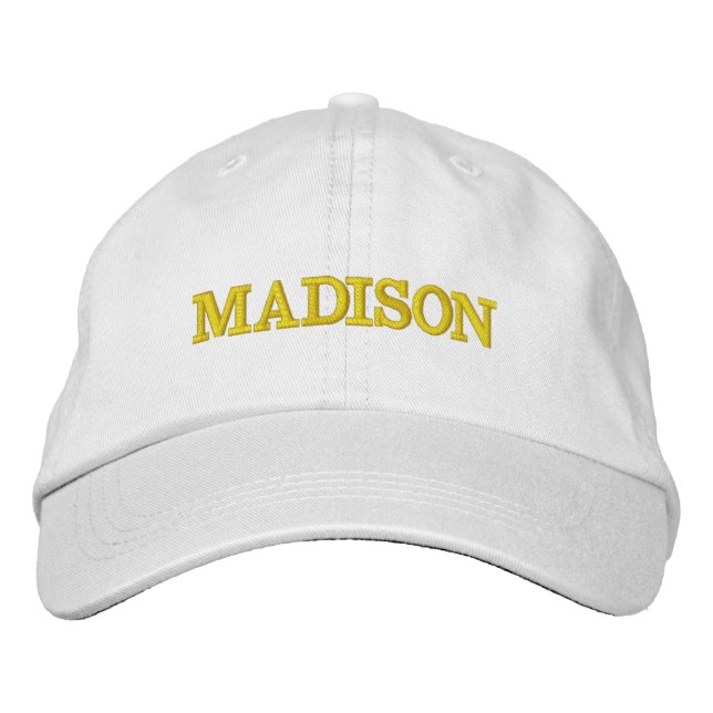 Modern Yellow custom name text monogram Embroidered Hat (Front)