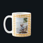 Modern Yellow Drawn Plaid Pattern 2 Photo Coffee Mug<br><div class="desc">Modern hand drawn bold yellow plaid pattern,  2 photo mug.</div>
