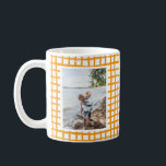 Modern Yellow Drawn Plaid Pattern 2 Photo Coffee Mug<br><div class="desc">Modern hand drawn bold yellow plaid pattern,  2 photo mug.</div>