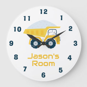 Modern Yellow Dump Truck Large Clock