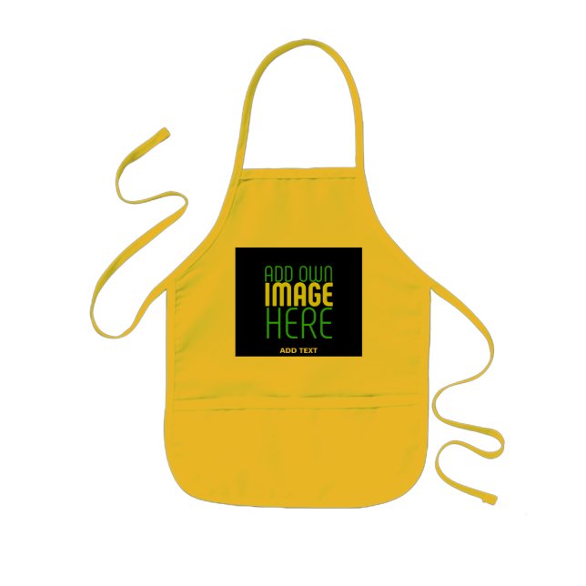 MODERN YELLOW  EDITABLE BLACK IMAGE TEXT TEMPLATE KIDS APRON (Front)
