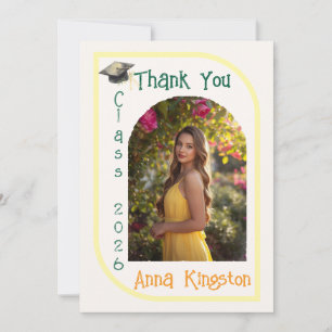 Modern Yellow Elegant Graduation Thank You Card