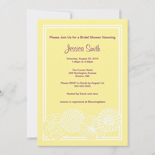 Modern Yellow Floral Bridal Shower Invite (Front)