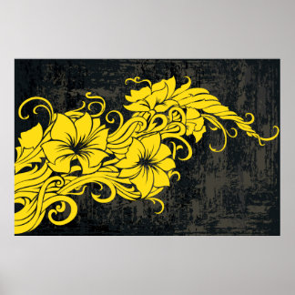 Modern yellow floral decor panno