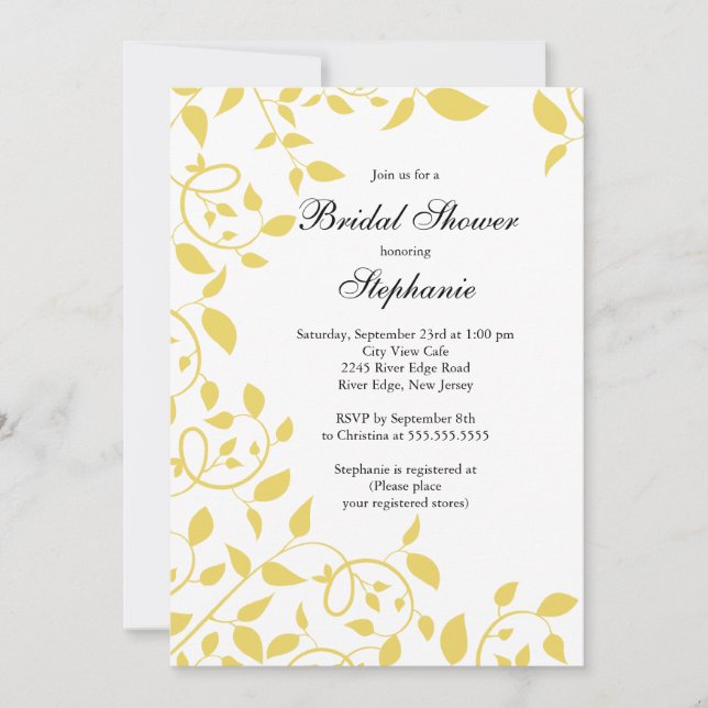 Modern Yellow Flower Bridal Shower Invitation (Front)