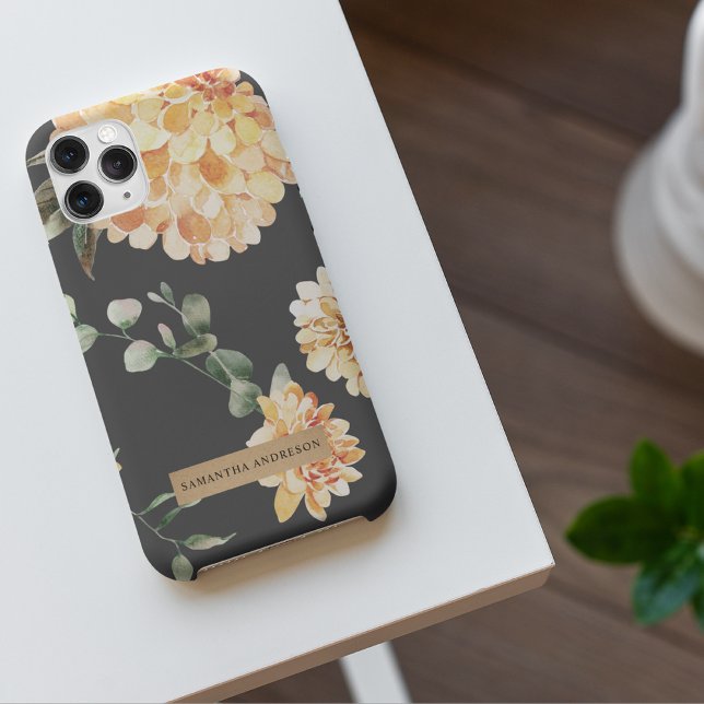 Modern Yellow Flowers & Kraft Personalised Gift iPhone Case (Creator Uploaded)