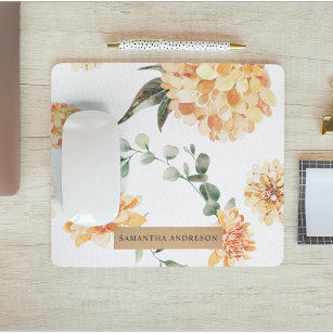Modern Yellow Flowers & Kraft Personalised Gift Mouse Pad