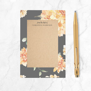 Modern Yellow Flowers & Kraft Personalised Gift Post-it Notes