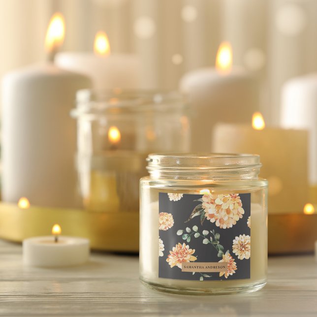 Modern Yellow Flowers & Kraft Personalised Gift Square Sticker (Creator Uploaded)