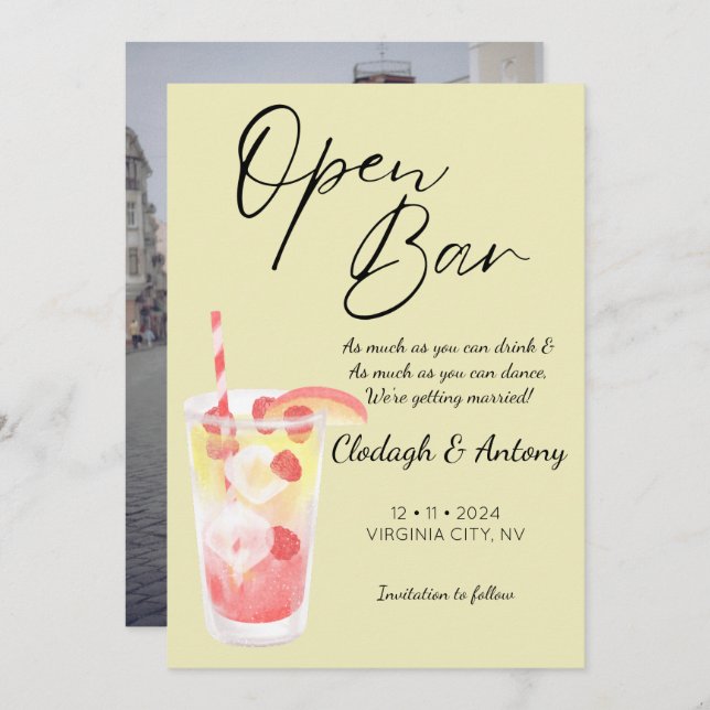 Modern Yellow Funny Photo  Save The Date (Front/Back)