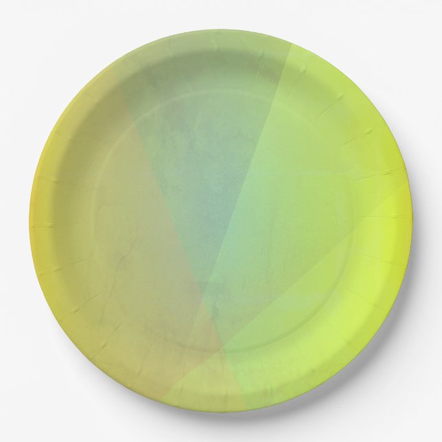 Modern Yellow Geometric Gradation Paper Plate (Front)