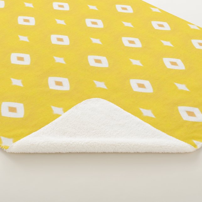 Modern Yellow Geometric Pattern Sherpa Blanket (3/4)