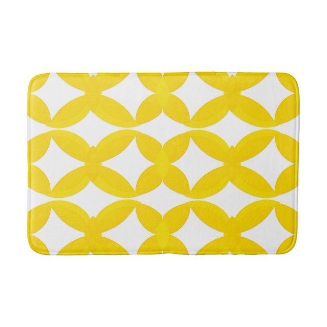 Modern Yellow Geometric Shippo Seven Treasures Bath Mat (Front)