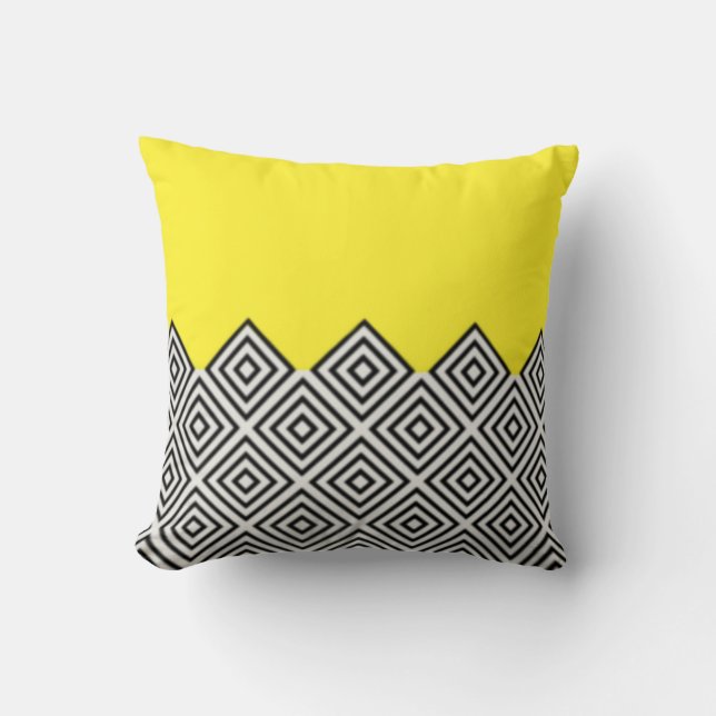 Modern Yellow Geometric Throw Pillow (Front)