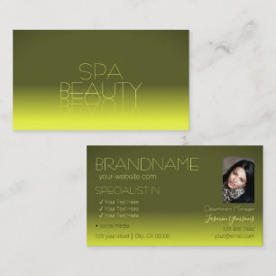 Modern Yellow Gradient Mirror Letters with Photo Business Card