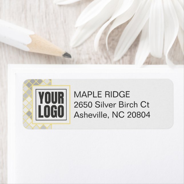 Modern Yellow & Gray Geometric Address Label Return Address Label (Insitu)