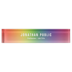 Modern Yellow Green Red Blue Purple Elegant Nameplate