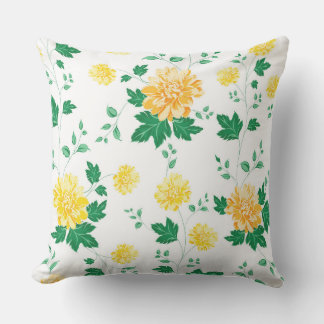 Modern Yellow Green Watercolor Floral Cushion