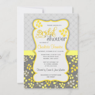 Modern Yellow & Grey Elegant Bridal Shower Invitation
