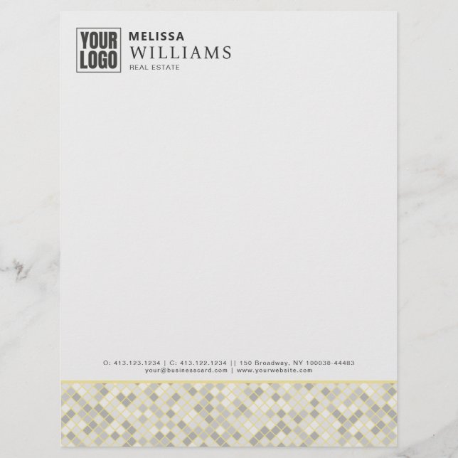 Modern Yellow & Grey Geometric Business Letterhead (Front)
