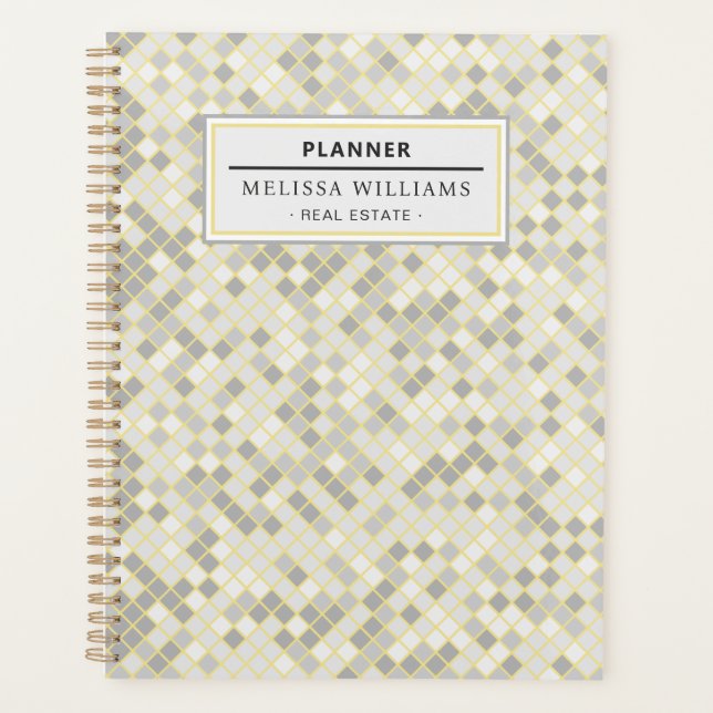 Modern Yellow & Grey Geometric Professional Planner (Front)