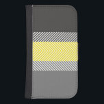 Modern Yellow & Grey Geometric Stripes Pattern Samsung S4 Wallet Case<br><div class="desc">Stylish,  cool,  modern yellow and grey geometric stripes pattern.</div>