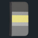 Modern Yellow & Grey Geometric Stripes Pattern Samsung S4 Wallet Case<br><div class="desc">Stylish,  cool,  modern yellow and grey geometric stripes pattern.</div>