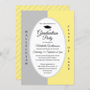 Modern Yellow Grey Hallelujah Graduation Invitation